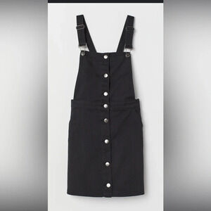 Divided Black Mini Dress with Silver Buttons